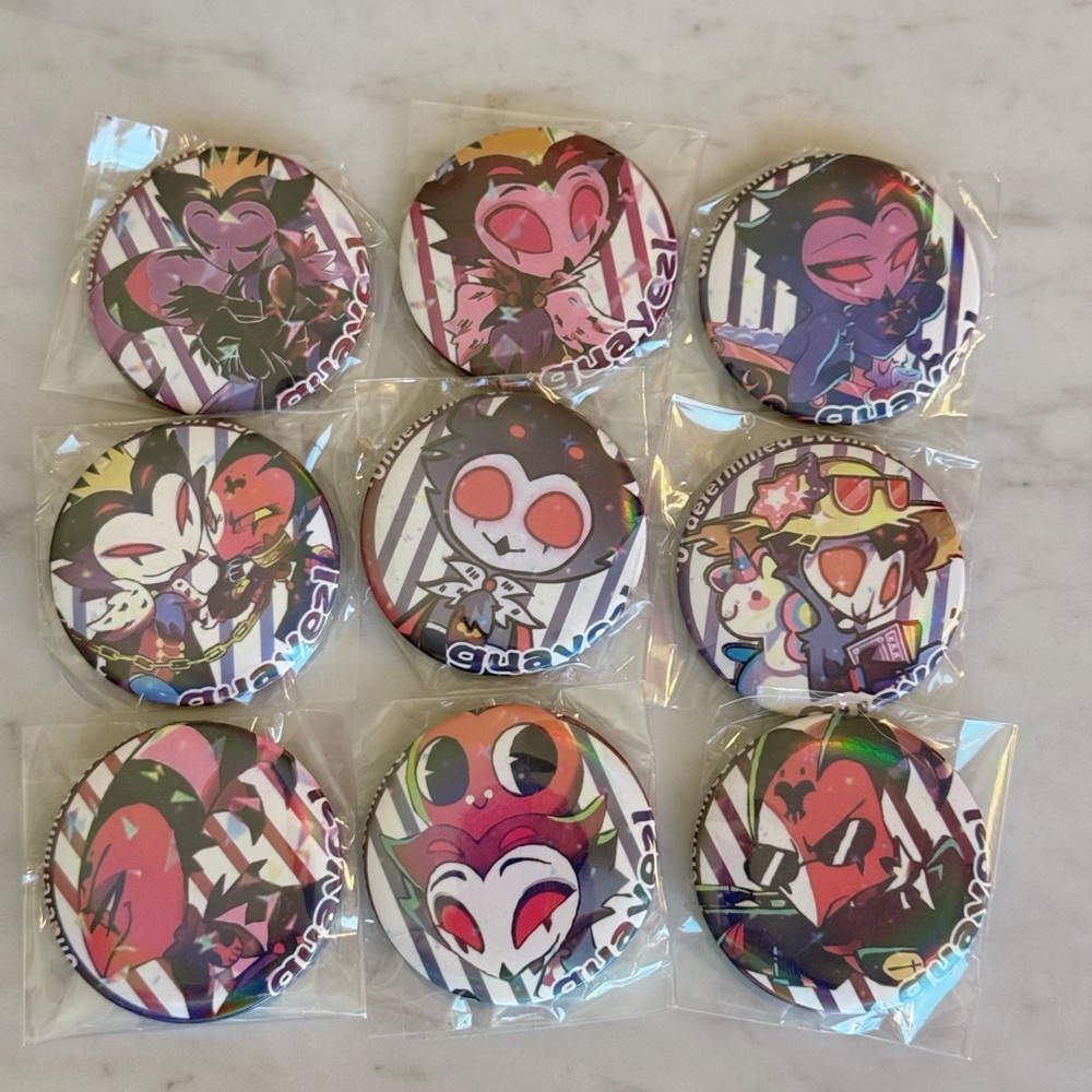 Helluva Boss Stolas and Blitzo badge set